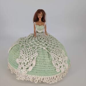 Vintage Barbie Light Green Crochet Pattern Dress Southern Belle 1966